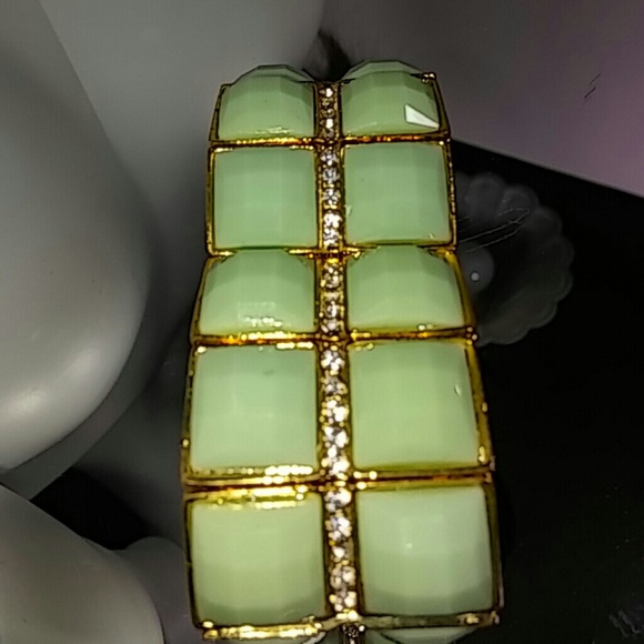 Bracelet Green with Rhinestones #J4 - Picture 4 of 5